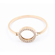 Latest Design Fashion Oval Rose Gold Stainless Steel Bangle with Magnet Locket on Top